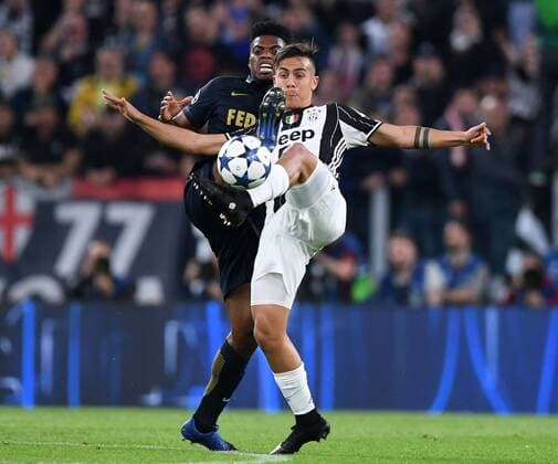 (170510) -- TURIN, May 10, 2017 -- Paulo Dybala(R) of Juventus vies with Jemerson of Monaco during the UEFA Champions League semifinal second leg match between Juventus and Monaco in Turin, Italy, on May 9, 2017. Juventus won 2-1 and advanced to the final with 4-1 on aggregate. )(wll) (SP)ITALY-TURIN-SOCCER-UCL-JUVENTUS VS MONACO AlbertoxLingria 