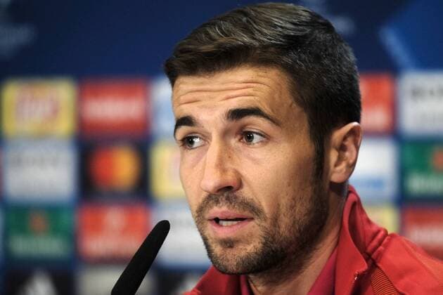09.05.2017, Estadio Vicente Calderon, Madrid, ESP, UEFA CL, Atletico Madrid vs Real Madrid, Halbfinale, Rueckspiel, Pressekonferenz, im Bild Gabi of Atletico Madrid Gabi of Atletico Madrid during Pressconference before the UEFA Champions League semi final, 2nd leg match between Atletico Madrid and Real Madrid at the Estadio Vicente Calderon in Madrid, Spain on 2017 05 09. Madrid EP_FIL