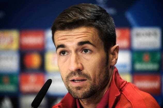09.05.2017, Estadio Vicente Calderon, Madrid, ESP, UEFA CL, Atletico Madrid vs Real Madrid, Halbfinale, Rueckspiel, Pressekonferenz, im Bild Gabi of Atletico Madrid Gabi of Atletico Madrid during Pressconference before the UEFA Champions League semi final, 2nd leg match between Atletico Madrid and Real Madrid at the Estadio Vicente Calderon in Madrid, Spain on 2017 05 09. Madrid EP_FIL