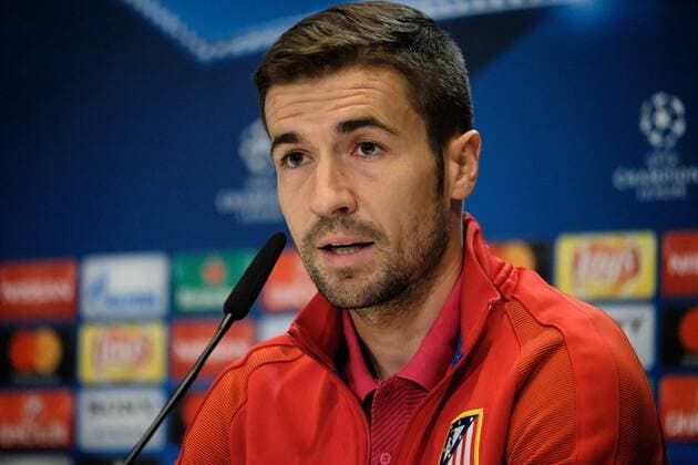 09.05.2017, Estadio Vicente Calderon, Madrid, ESP, UEFA CL, Atletico Madrid vs Real Madrid, Halbfinale, Rueckspiel, Pressekonferenz, im Bild Gabi of Atletico Madrid Gabi of Atletico Madrid during Pressconference before the UEFA Champions League semi final, 2nd leg match between Atletico Madrid and Real Madrid at the Estadio Vicente Calderon in Madrid, Spain on 2017 05 09. Madrid EP_FIL