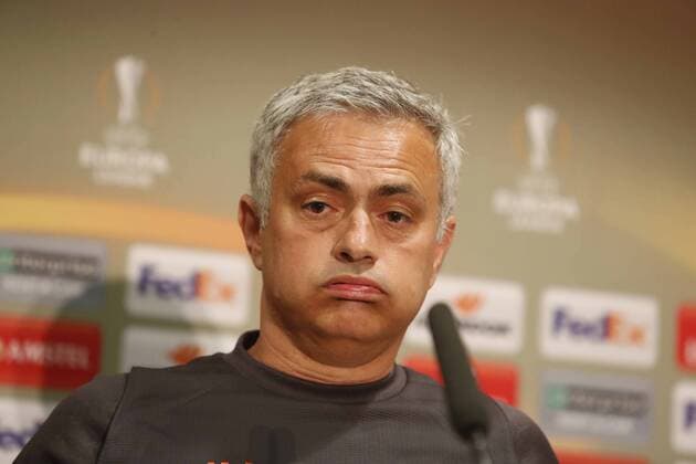Fußball, EL, Manchester United PK Rueda de prensa del Manchester United ManU En la imagen, Mourinho. press conference PK Pressekonferenz of Manchester United. In this picture, Mourinho. xJORGExLANDINx 