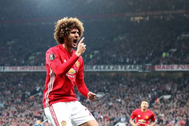 Bilder des Tages - SPORT Football - 2016 2017 UEFA Europa League - Semi-Final, Second Leg: Manchester United ManU 1 vs. Celta Vigo 0 Marouane Fellaini of Manchester United celebrates scoring his sides first goal COLORSPORT LYNNE CAMERON 