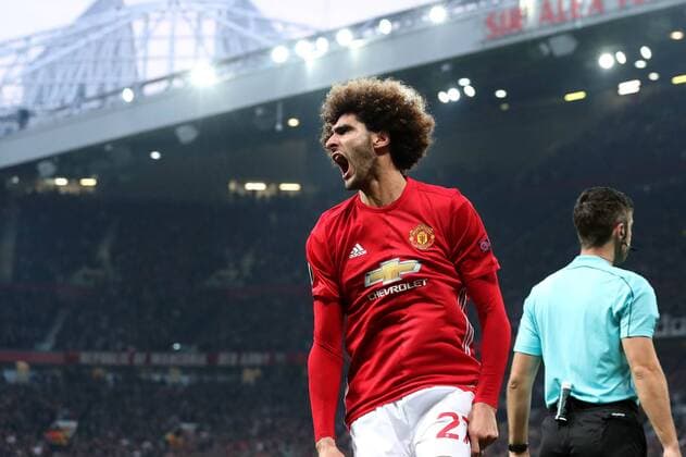 Football - 2016 2017 UEFA Europa League - Semi-Final, Second Leg: Manchester United ManU 1 vs. Celta Vigo 0 Marouane Fellaini of Manchester United celebrates scoring his sides first goal COLORSPORT LYNNE CAMERON 