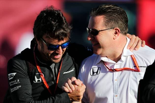 Spanish Grand Prix, Barcelona 11 - 14 May 2017 (L to R): Fernando Alonso (ESP) McLaren with Zak Brown (USA) McLaren Executive Director. 12.05.2017. 