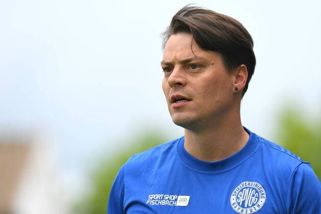 Trainer Marc Reinhardt (Bayreuth) Einzelbild, Aktion, Action Porträt, Portrait, Fussball, Regionalliga Bayern, SpVgg Unterhaching - SpVgg Bayreuth, xslx
