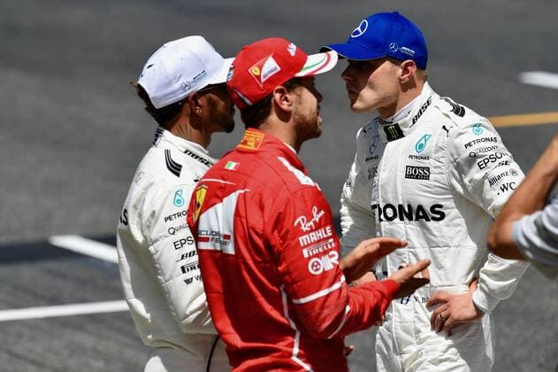 Sebastian Vettel (GER 5), Scuderia Ferrari, Valtteri Bottas (FIN 77), Mercedes AMG Petronas Motorsport, Lewis Hamilton (GB 44), Grosser Preis von Spanien 2017, Qualifying, Motorsport, Formel 1, 13.05.2017, Barcelona Copyright: xAndre Eibner-Pressefotox EP_JAE