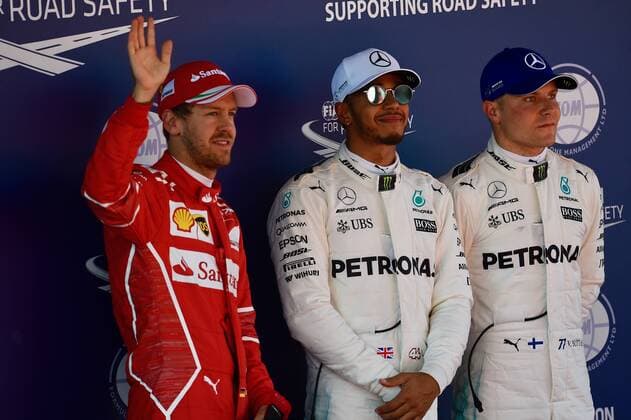 Sebastian Vettel (GER 5), Scuderia Ferrari, Valtteri Bottas (FIN 77), Mercedes AMG Petronas Motorsport, Lewis Hamilton (GB 44), Grosser Preis von Spanien 2017, Qualifying, Motorsport, Formel 1, 13.05.2017, Barcelona Copyright: xAndre Eibner-Pressefotox EP_JAE