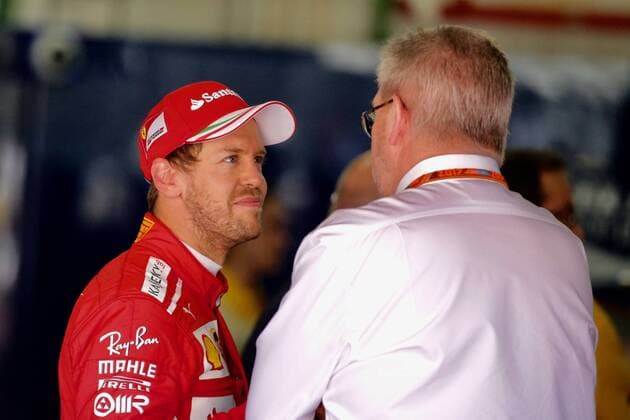 Sebastian Vettel (GER 5) im Gespraech mit Ross Brawn, Scuderia Ferrari, Grosser Preis von Spanien 2017, Qualifying, Motorsport, Formel 1, 13.05.2017, Barcelona Copyright: xAndre Eibner-Pressefotox EP_JAE