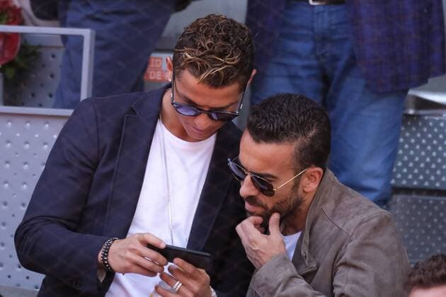 May 13, 2017 - Madrid, Spain - Real Madrid s Portuguese forward Cristiano Ronaldo attends the semi final match beetwen Serbian Novak Djokovic and Spanish Rafa Nadal at the Mutua Madrid Open tennis tournament held at the Magic Box in Madrid, Spain, 13 May 2017. Cristiano Ronaldo at Mutua Madrid Open - Day Eight  - ZUMAn230 20170513_zaa_n230_424 Copyright: xOscarxGonzalezx