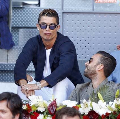 Semifinal del Mutua Madrid Open entre Rafa Nadal y Djokovic. En la imagen, Cristiano Ronaldo. Mutua Madrid Open semifinal match between Rafa Nadal and Djokovic. In this picture, Cristiano Ronaldo. xJOSExA.xGARCIAx 