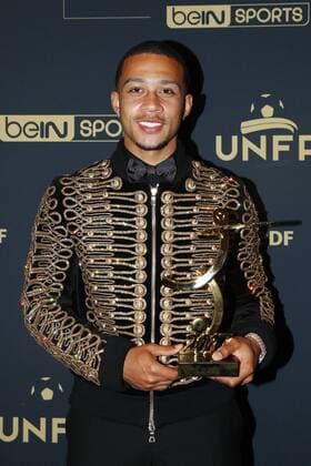 Memphis Depay ( Trophee du plus beau but del la saison L1 ) FOOTBALL : Trophees UNFP - Beinsports - 15 05 2017 GwendolineLeGoff Panoramic 