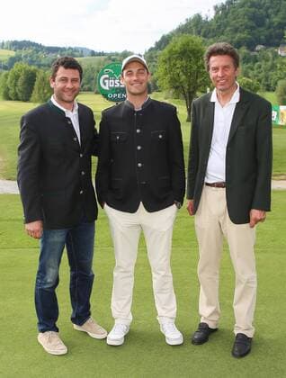GOLF - Goesser Open MARIA LANKOWITZ,AUSTRIA,17.MAY.17 - GOLF - Goesser Open, ProAm, GC Erzherzog Johann. Image shows Gerald Stangl (Murhof Gruppe), Florian Fritsch (GER) and Johannes Goess-Saurau. GEPAxpictures xChristianxWalgram
