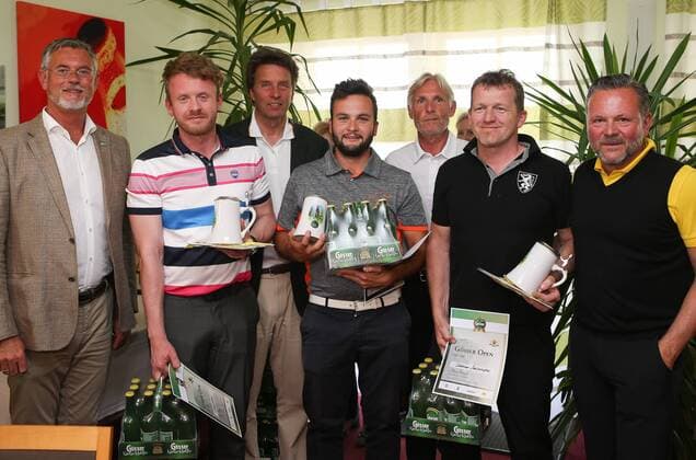 GOLF - Goesser Open MARIA LANKOWITZ,AUSTRIA,17.MAY.17 - GOLF - Goesser Open, ProAm, GC Erzherzog Johann. Image shows Ronald Zentner (Goesser), Georg Leitner, Johannes Goess-Saurau, Alessandro Grammatica (ITA), president Hansjoerg Langer (GC Erzherzog Johann), Dietmar Salmhofer and Gottfried Bichler (Antenne Steiermark). GEPAxpictures xChristianxWalgram