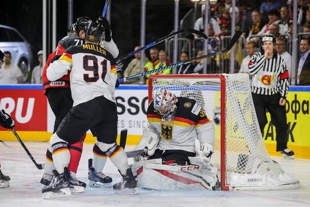 vl. Alex Killorn (CAN), Moritz Mueller (GER), Philipp Grubauer (GER), Kanada - Deutschland Koeln Copyright: xHorn xEibner-Pressefotox EP_BHN