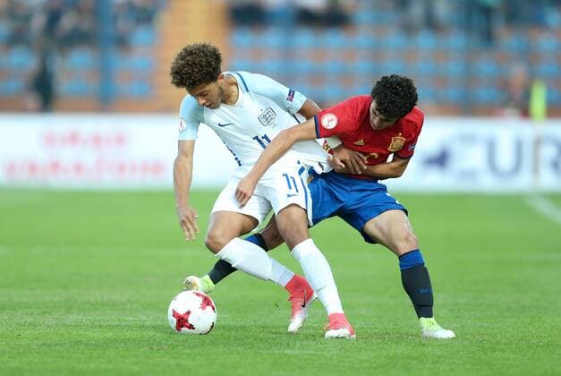 U-17 Finals ENG-SPA - Varazdin, Croatia 19.05.2017., Varazdin, Croatia - UEFA U-17 European Championship EM Europameisterschaft finals, England vs Spain. Jadon Sancho..  SanjinxStrukic PIXSELL