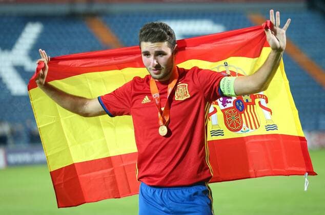 U-17 Finals ENG-SPA - Varazdin, Croatia 19.05.2017., Varazdin, Croatia - UEFA U-17 European Championship EM Europameisterschaft finals, England vs Spain.The celebration of the player and winner Spain after the European Championship won after the execution of the penalty shoot-out.  SanjinxStrukic PIXSELL