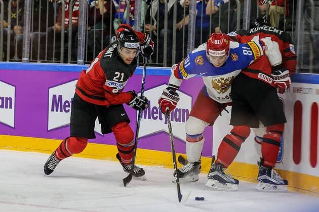vl. Brayden Point (CAN), Dmitri Orlov (RUS), Travis Konecny (CAN), Kanada - Russland Koeln Copyright: xHorn xEibner-Pressefotox EP_bhorn
