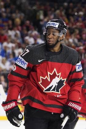 170520 Kanadas Wayne Simmonds i semifinalen mellan Kanada och Ryssland under ishockey-VM den 20 maj 2017 i Köln.  Copyright: JOELxMARKLUND BB170520JM026