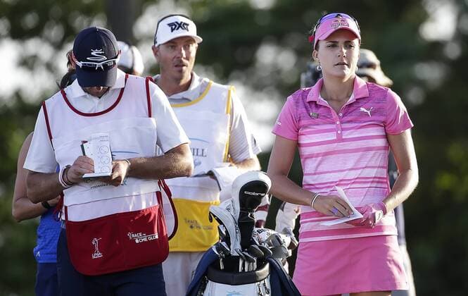 May 20, 2017: Lexi Thompson looks down the 18th fairway during the third round of the Kingsmill Championship on the Kingsmill Resort River Course in Williamsburg, Virginia. CSM LPGA Golf Damen 2017: Kingsmill Championship MAY 20 - ZUMAc04_ 20170520_zaf_c04_079 Copyright: xJustinxCooperx