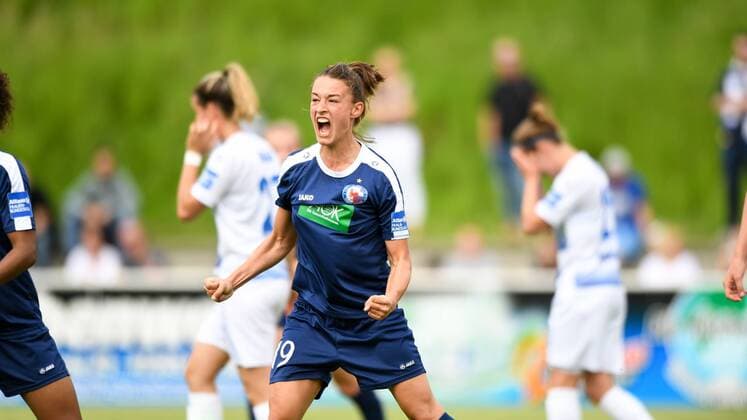 Jubel, Freuen, celebrate, happy, cheer , Goal Celebration Felicitas Rauch (Turbine Potsdam) (19) zum 1:1 Ausgleich, Fussball, Allianz Frauen-Bundesliga,MSV Duisburg - Turbine Potsdam, xmkx
