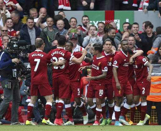 Bilder des Tages - SPORT May 21st 2017, Anfield, Liverpool, Merseyside; EPL Premier league football, Liverpool versus Middlesbrough; Georginio Wijnaldum of Liverpool celebrates his 46th minute opening goal with his team mates xDavidxBlunsdenx  ActionPlus11882123
