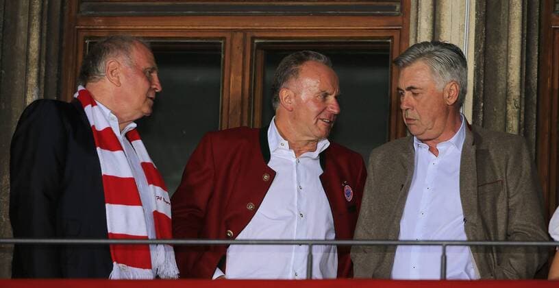20170520, 1:BL. FC Bayern vs SC Freiburg, Allianz Arena Muenchen, Fussball, im Bild: Uli Hoeness (FCB), Karl-Heinz Rummenigge und Carlo Ancelotti (FCB)
