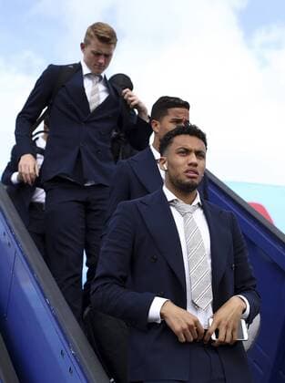 Previews - UEFA Europa League Final 170523 STOCKHOLM, SWEDEN - MAY 23: Jairo Riedewald of Ajax arrives with team mates ahead of the UEFA Europa League Final between Ajax and Manchester United ManU at Friends Arena on May 23, 2017 in Stockholm, Sweden. (Photo by Jan Kruger - UEFA) Local Caption Jairo Riedewald I denna handout-bild fran UEFA den 23 maj 2017 i Stockholm.  Copyright: JanxKrugerx-xUEFA BB170523BB200