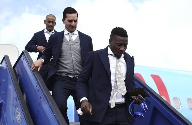 Previews - UEFA Europa League Final 170523 STOCKHOLM, SWEDEN - MAY 23: Andre Onana of Ajax arrives with team mates ahead of the UEFA Europa League Final between Ajax and Manchester United ManU at Friends Arena on May 23, 2017 in Stockholm, Sweden. (Photo by Jan Kruger - UEFA) Local Caption Andre Onana I denna handout-bild fran UEFA den 23 maj 2017 i Stockholm.  Copyright: JanxKrugerx-xUEFA BB170523BB201