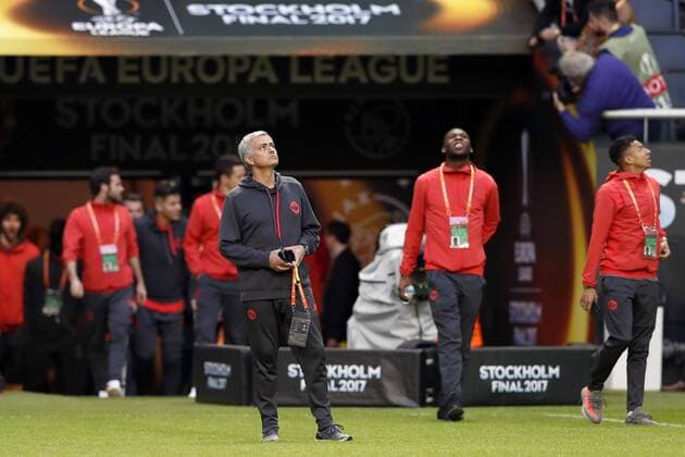coach Jose Mourinho of Manchester Unitedduring a training session prior to the UEFA Europa League final match between Ajax Amsterdam and Manchester United ManU at the Friends Arena on May 23, 2017 in Stockholm, Sweden Training session Manchester United UEFA Europa League 2016 2017 xVIxVIxImagesx xMauricexvanxSteenxIVx 7855754