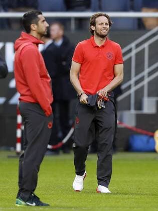 (L-R) Henrikh Mkhitaryan of Manchester United ManU Daley Blind of Manchester Unitedduring a training session prior to the UEFA Europa League final match between Ajax Amsterdam and Manchester United at the Friends Arena on May 23, 2017 in Stockholm, Sweden Training session Manchester United UEFA Europa League 2016 2017 xVIxVIxImagesx xMauricexvanxSteenxIVx 7855765
