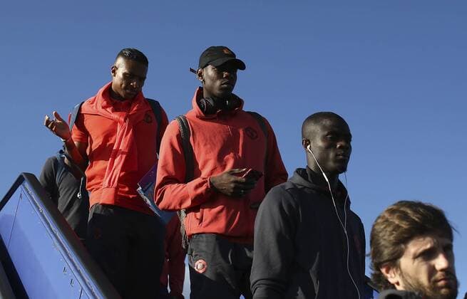 Previews - UEFA Europa League Final 170523 STOCKHOLM, SWEDEN - MAY 23: In this handout image provided by UEFA, Luis Antonio Valencia(L) Paul Pogba(C) and Eric Bailly of Manchester United ManU arrive ahead of the UEFA Europa League Final between Ajax and Manchester United at Stockholm Arlanda Airport on May 23, 2017 in Stockholm, Sweden. (Photo by Jan Kruger - UEFA) Local Caption Paul Pogba; Eric Bailly; Luis Antonio ValenciaI denna handout-bild fran UEFA den 23 maj 2017 i Stockholm.  Copyright: JanxKrugerx-xUEFA BB170523BB327