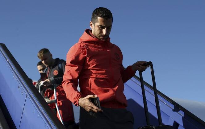 Previews - UEFA Europa League Final 170523 STOCKHOLM, SWEDEN - MAY 23: In this handout image provided by UEFA, Henrikh Mkhitaryan of Manchester United ManU arrives ahead of the UEFA Europa League Final between Ajax and Manchester United at Stockholm Arlanda Airport on May 23, 2017 in Stockholm, Sweden. (Photo by Jan Kruger - UEFA) Local Caption Henrikh MkhitaryanI denna handout-bild fran UEFA den 23 maj 2017 i Stockholm.  Copyright: JanxKrugerx-xUEFA BB170523BB331