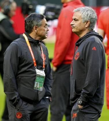 Manchester United ManU manager Jose Mourinho and his coaching staff take a walk around the pitch ahead of the UEFA Europa League Final at the Friends Arena, Stockholm. Picture date: May 23rd, 2017. Pic credit should read: Matt McNulty Sportimage EDITORIAL USE ONLY. No use with unauthorised audio, video, data, fixture lists, club league logos or live services. Online in-match use limited to 120 images, no video emulation. No use in betting, games or single club league player publications.