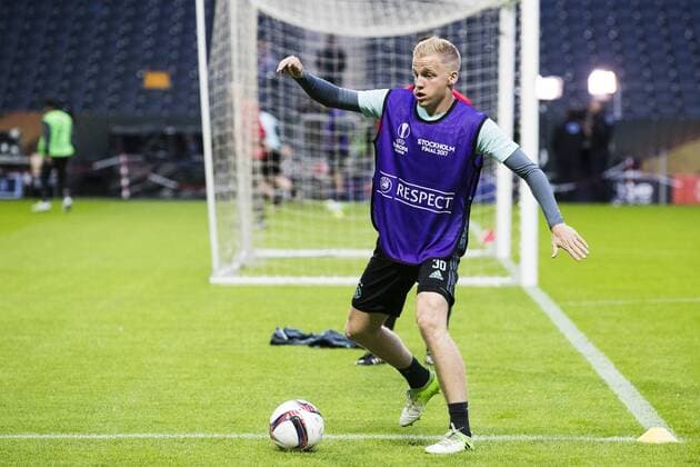 170523 Ajax Donny van de Beek under en fotbollsträning inför finalen av Europa League den 23 maj 2017 i Stockholm.  Copyright: ANDREASxLxERIKSSON BB170523AE027