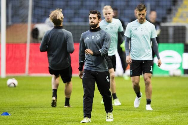 170523 Ajax Amin Younes under en fotbollsträning inför finalen av Europa League den 23 maj 2017 i Stockholm.  Copyright: ANDREASxLxERIKSSON BB170523AE037