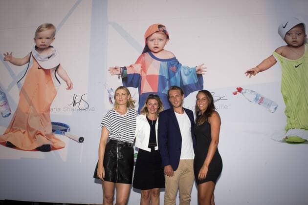Maria Sharapova Veronique Penchienati Bosetta (directrice Evian Volvic Monde) Lucas Pouille Madison Keys TENNIS : Soiree Evian Oversize - Paris - 23 05 2017 JBAutissier Panoramic 