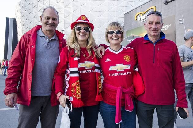 170524 Supportrar till Manchester United ManU utanför arenan innan finalen i Europa League mellan Ajax och Manchester United den 24 maj 2017 i Stockholm.  Copyright: ANDREASxLxERIKSSON BB170524AE005