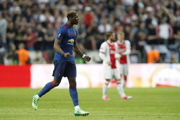 (L-R) Paul Pogba of Manchester United ManU Lasse Schone of Ajax, Matthijs de Ligt of Ajaxduring the UEFA Europa League final match between Ajax Amsterdam and Manchester United at the Friends Arena on May 24, 2017 in Stockholm, Sweden Ajax v Manchester United UEFA Europa League 2016 2017 xVIxVIxImagesx xMauricexvanxSteenxIVx 7861722