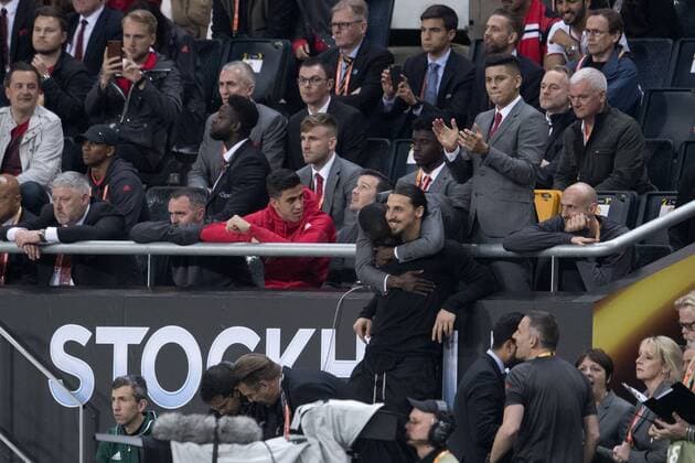 170524 Manchester Uniteds Zlatan Ibrahimovic jublar vid planen under finalen i Europa League mellan Ajax och Manchester United ManU den 24 maj 2017 i Stockholm.  Copyright: JOELxMARKLUND BB170524JM027