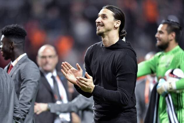 170524 Manchester Uniteds Zlatan Ibrahimovic jublar efter slutsignalen iunder finalen i Europa League mellan Ajax och Manchester United ManU den 24 maj 2017 i Stockholm.  Copyright: JOHANNAxLUNDBERG BB170524JL013