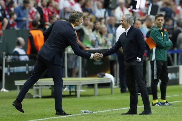 (L-R) general director Edwin van der Sar of Ajax, coach Jose Mourinho of Manchester Unitedduring the UEFA Europa League final match between Ajax Amsterdam and Manchester United ManU at the Friends Arena on May 24, 2017 in Stockholm, Sweden Ajax v Manchester United UEFA Europa League 2016 2017 xVIxVIxImagesx xMauricexvanxSteenxIVx 7862612