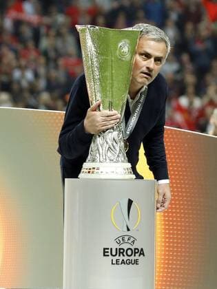 coach Jose Mourinho of Manchester United ManU with the Coupe UEFA, the UEFA cupduring the UEFA Europa League final match between Ajax Amsterdam and Manchester United at the Friends Arena on May 24, 2017 in Stockholm, Sweden Ajax v Manchester United UEFA Europa League 2016 2017 xVIxVIxImagesx xMauricexvanxSteenxIVx 7862725