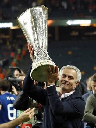 coach Jose Mourinho of Manchester United ManU with the Coupe UEFA, the UEFA cupduring the UEFA Europa League final match between Ajax Amsterdam and Manchester United at the Friends Arena on May 24, 2017 in Stockholm, Sweden Ajax v Manchester United UEFA Europa League 2016 2017 xVIxVIxImagesx xMauricexvanxSteenxIVx 7862726