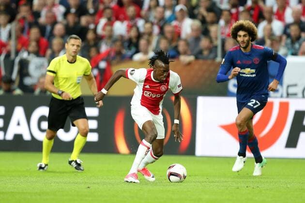 SOLNA 24.05.2017 FINALOWY MECZ LIGA EUROPY SZTOKHOLM SEZON 2016 17 --- UEFA EUROPA LEAGUE FINAL MATCH STOCKHOLM: AJAX AMSTERDAM - Manchester United ManU FC DAMIR SKOMINA BERTRAND TRAORE MAROUANE FELLAINI FOT. PIOTR KUCZA FOTOPYK NEWSPIX.PL --- Newspix.pl  170524PYK0019
