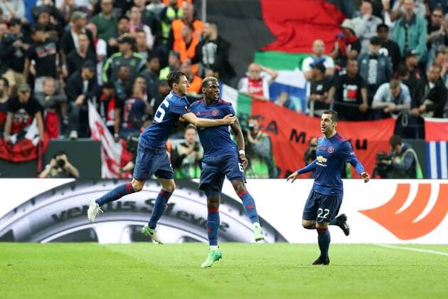SOLNA 24.05.2017 FINALOWY MECZ LIGA EUROPY SZTOKHOLM SEZON 2016 17 --- UEFA EUROPA LEAGUE FINAL MATCH STOCKHOLM: AJAX AMSTERDAM - Manchester United ManU FC MATTEO DARMIAN PAUL POGBA HENRICH MCHITARJAN FOT. PIOTR KUCZA FOTOPYK NEWSPIX.PL --- Newspix.pl  170524PYK0020