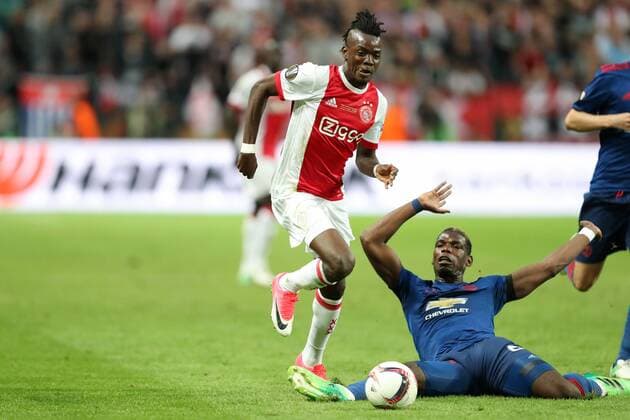 SOLNA 24.05.2017 FINALOWY MECZ LIGA EUROPY SZTOKHOLM SEZON 2016 17 --- UEFA EUROPA LEAGUE FINAL MATCH STOCKHOLM: AJAX AMSTERDAM - Manchester United ManU FC BERTRAND TRAORE PAUL POGBA FOT. PIOTR KUCZA FOTOPYK NEWSPIX.PL --- Newspix.pl  170524PYK0046