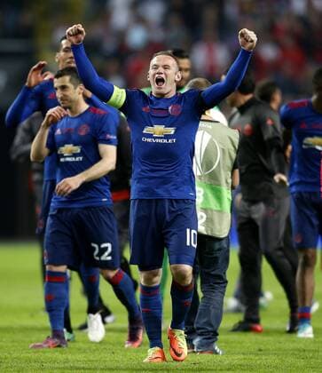 Wayne Rooney of Manchester United ManU celebrates after the UEFA Europa League Final match at the Friends Arena, Stockholm. Picture date: May 24th, 2017.Picture credit should read: Matt McNulty Sportimage EDITORIAL USE ONLY. No use with unauthorised audio, video, data, fixture lists, club league logos or live services. Online in-match use limited to 120 images, no video emulation. No use in betting, games or single club league player publications.