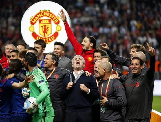 Manchester United ManU manager Jose Mourinho celebrates after the UEFA Europa League Final match at the Friends Arena, Stockholm. Picture date: May 24th, 2017.Picture credit should read: Matt McNulty Sportimage EDITORIAL USE ONLY. No use with unauthorised audio, video, data, fixture lists, club league logos or live services. Online in-match use limited to 120 images, no video emulation. No use in betting, games or single club league player publications.