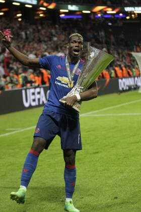 May 24th 2017, Friends Arena, Stockholm, Sweden; UEFA Europa League Cup Final, Manchester United ManU versus Ajax Amsterdam; Paul Pogba celebrates his teams victory xLaurentxLairysx  ActionPlus11883244