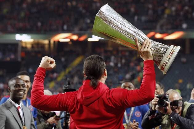 Zlatan Ibrahimovic of Manchester United ManU with the Coupe UEFA, the UEFA cupduring the UEFA Europa League final match between Ajax Amsterdam and Manchester United at the Friends Arena on May 24, 2017 in Stockholm, Sweden Ajax v Manchester United UEFA Europa League 2016 2017 xVIxVIxImagesx xMauricexvanxSteenxIVx 7863956